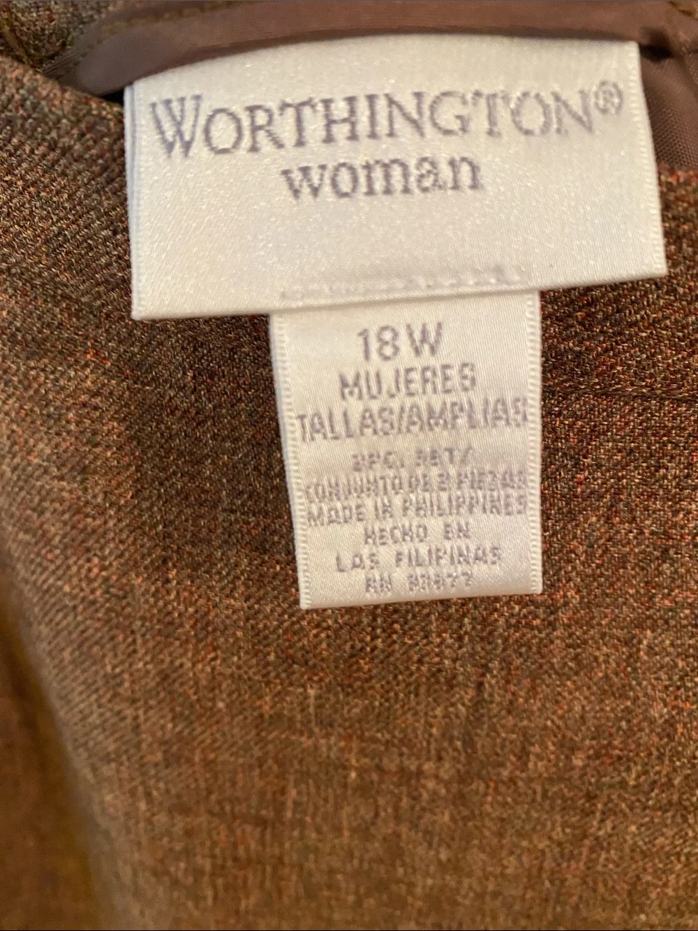 Worthington Brown Floral Embroidered Women's Suit Jacket and Skirt Set